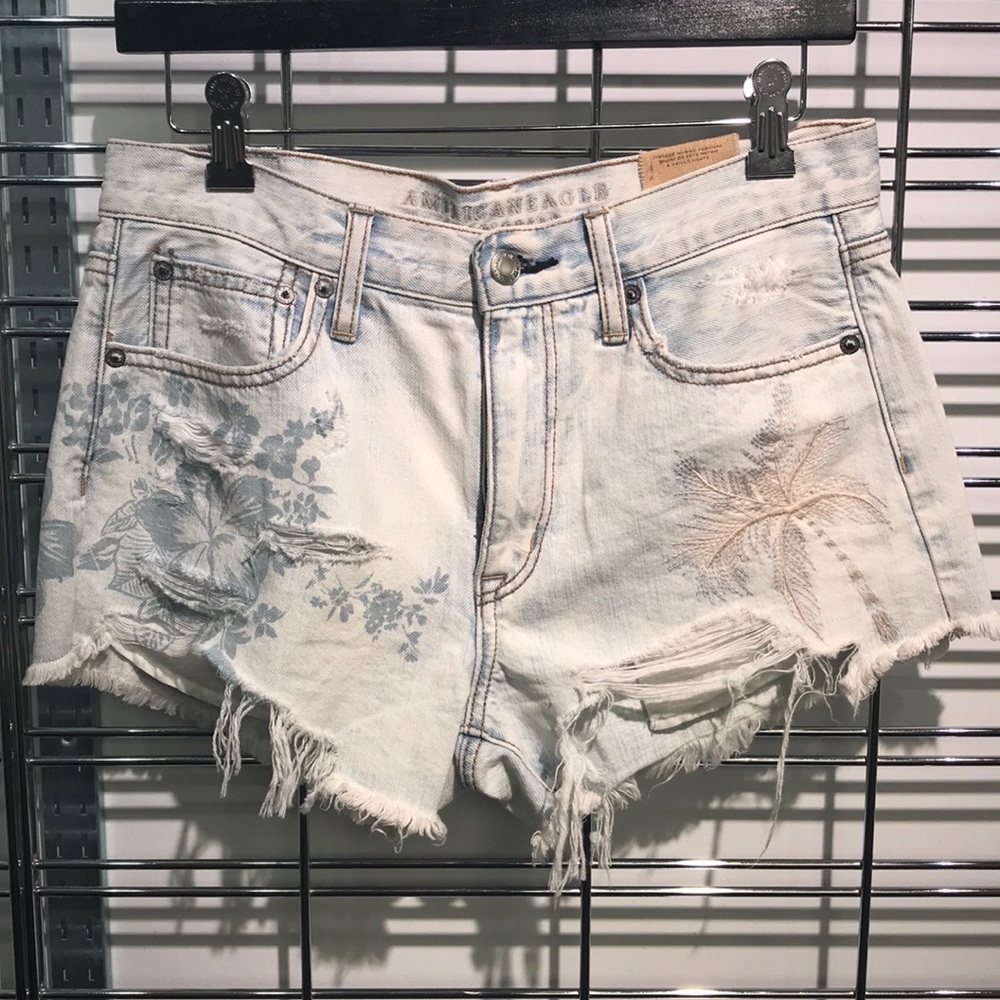 Embroidered Denim Shorts